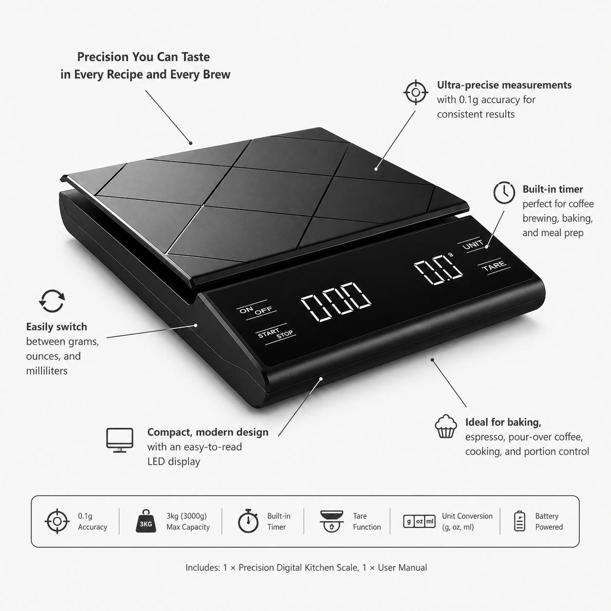 Precision Digital Kitchen Scale & Timer
