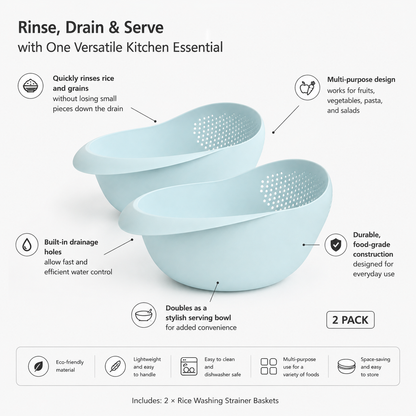 2-Pack Rice Washing Strainers